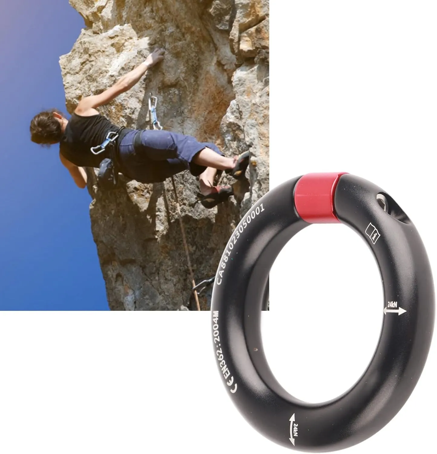 Detachable Rappel 12mm Opening, Climbing Connector Belay for Rock Climbing, Arborist Rescue Connection Point, 24KN Breaking Force, Aluminium Alloy Material, Safe Certified Eq
