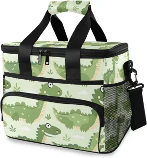 Dinosaur Crocodile Cartoon Wildlife Cooler Bag Insulated Cooler Soft Sided Cooler 24 Can Portable Picnic Bag Large Leakproof Lunch Bag Box for Beach Grocery Camping Travel Car Men Women