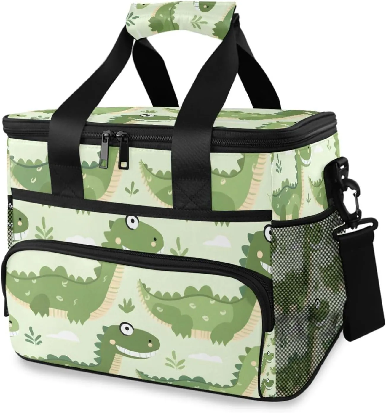 Dinosaur Crocodile Cartoon Wildlife Cooler Bag Insulated Cooler Soft Sided Cooler 24 Can Portable Picnic Bag Large Leakproof Lunch Bag Box for Beach Grocery Camping Travel Car Men Women