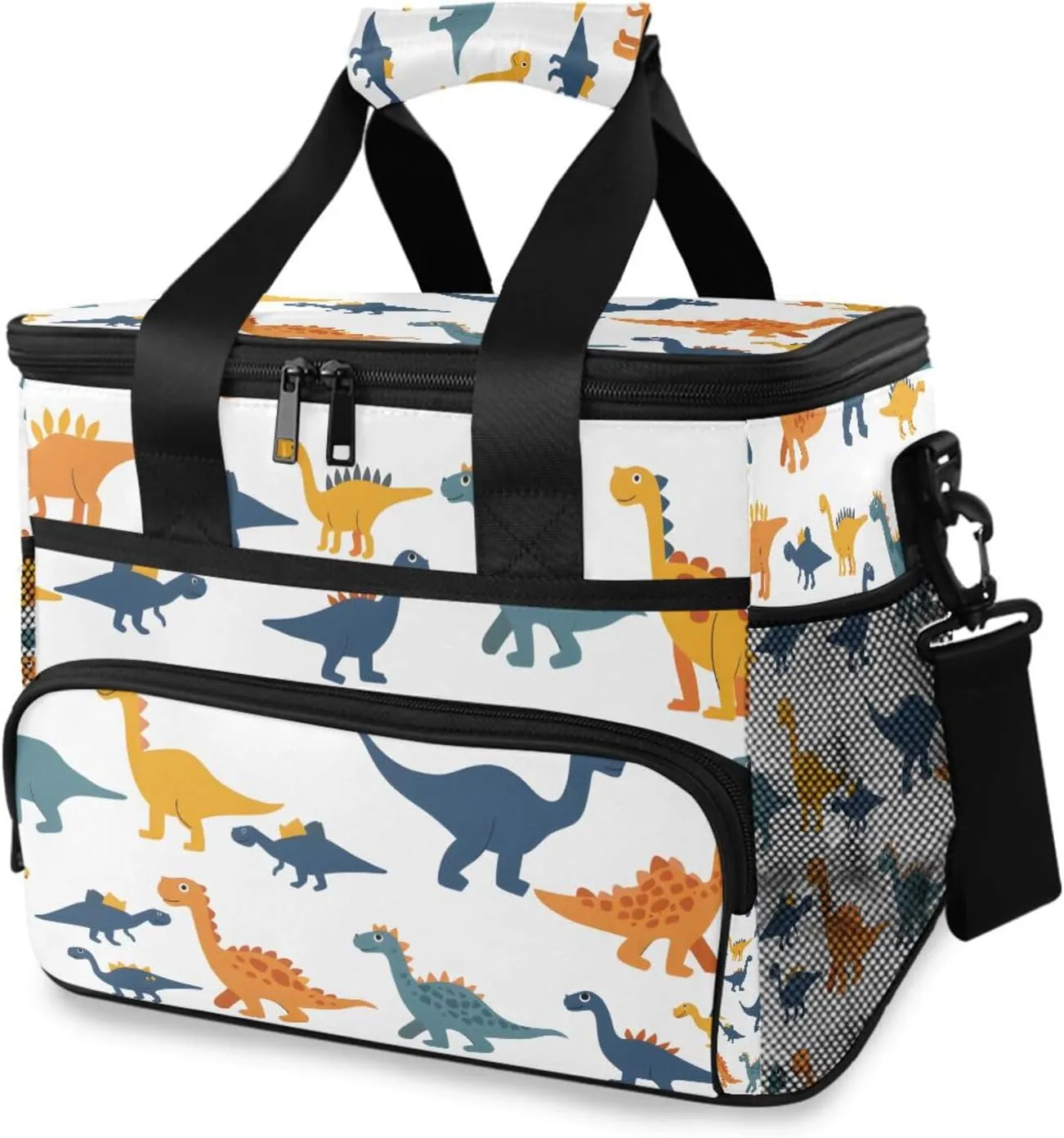 Dinosaurs Dino White Cooler Bag Insulated Cooler Soft Sided Cooler 24 Can Portable Picnic Bag Large Leakproof Lunch Bag Box for Beach Grocery Camping Travel Car Men Women