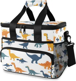 Dinosaurs Dino White Cooler Bag Insulated Cooler Soft Sided Cooler 24 Can Portable Picnic Bag Large Leakproof Lunch Bag Box for Beach Grocery Camping Travel Car Men Women