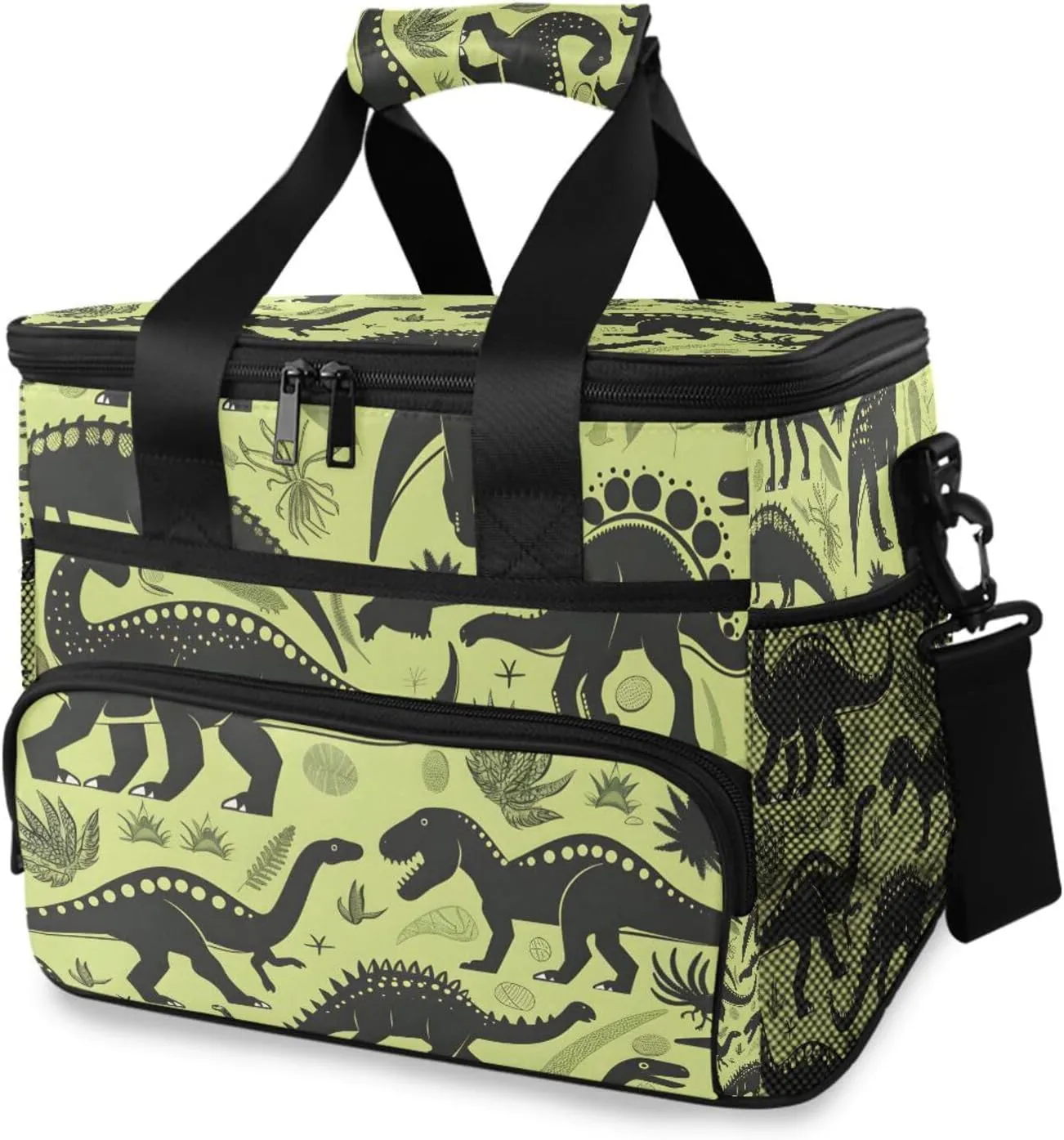 Dinosaurs Green Dino Cooler Bag Insulated Cooler Soft Sided Cooler 24 Can Portable Picnic Bag Large Leakproof Lunch Bag Box for Beach Grocery Camping Travel Car Men Women