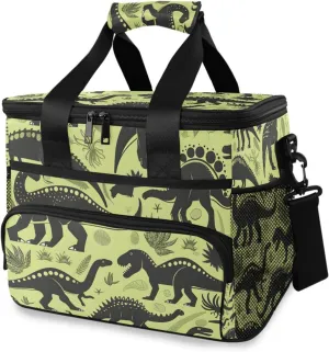 Dinosaurs Green Dino Cooler Bag Insulated Cooler Soft Sided Cooler 24 Can Portable Picnic Bag Large Leakproof Lunch Bag Box for Beach Grocery Camping Travel Car Men Women