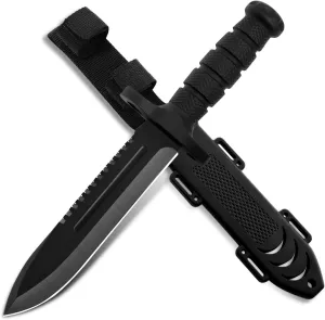 Dispatch Fixed Blade Hunting Knife with Sheath, 12-inch Survival Knives for Men Tactical Bowie Knife with Non-Slip Handle for Bushcraft, Outdoor Camping