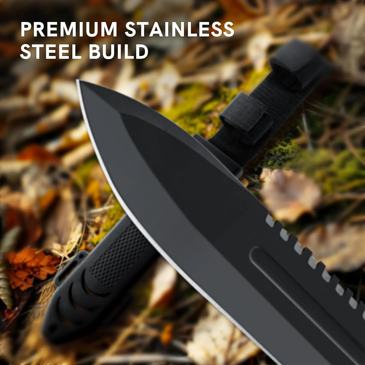 Dispatch Fixed Blade Hunting Knife with Sheath, 12-inch Survival Knives for Men Tactical Bowie Knife with Non-Slip Handle for Bushcraft, Outdoor Camping