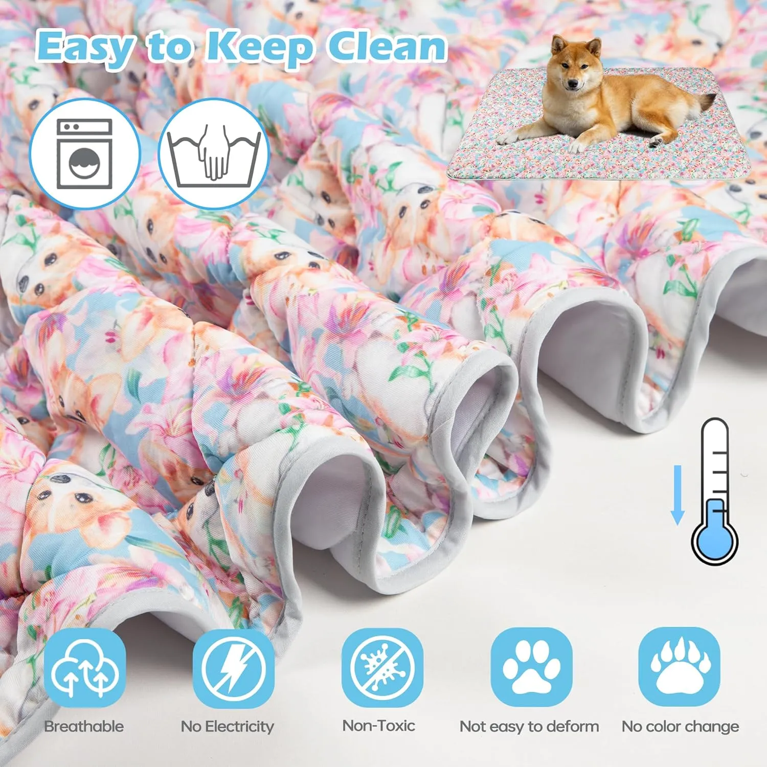 Dog Cooling Mat, Cat Self Cool Ice Pads,Lightweight Pet Pad Blanket Bed Cover,Puppies Summer Cool Tech Fabric,Washable Dog Sleeping Mat for Home & Outdoor,Keep Cooling for Pets