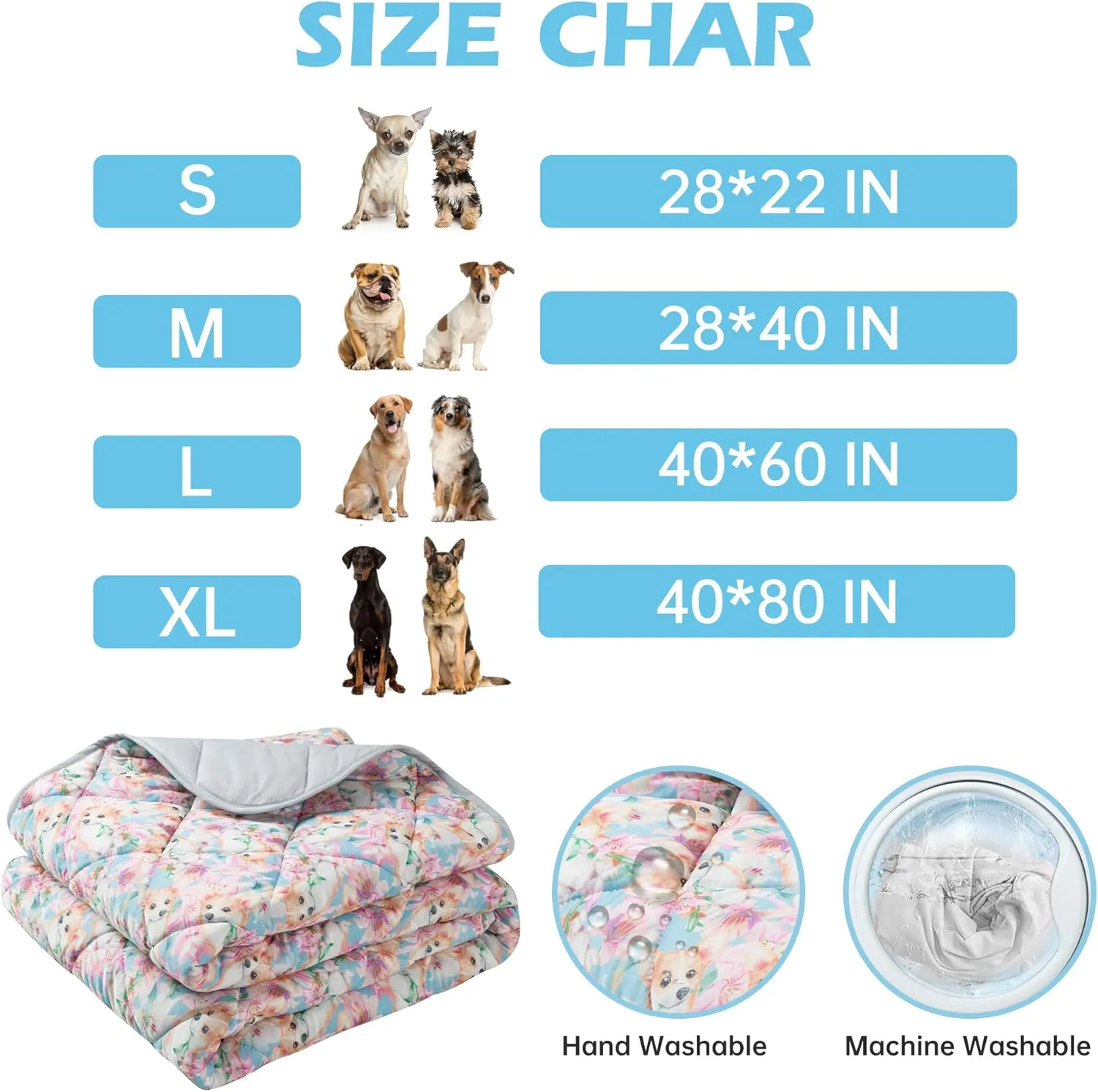 Dog Cooling Mat, Cat Self Cool Ice Pads,Lightweight Pet Pad Blanket Bed Cover,Puppies Summer Cool Tech Fabric,Washable Dog Sleeping Mat for Home & Outdoor,Keep Cooling for Pets