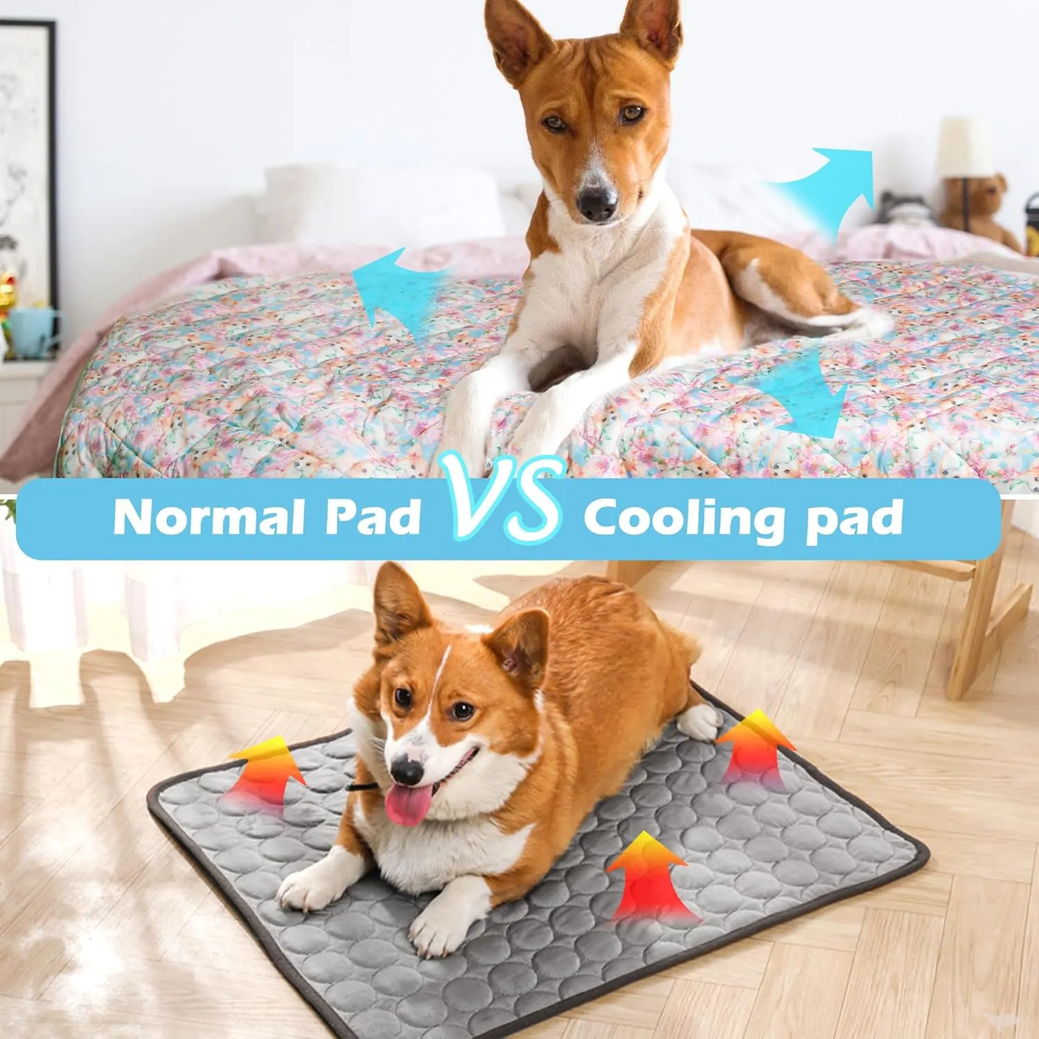 Dog Cooling Mat, Cat Self Cool Ice Pads,Lightweight Pet Pad Blanket Bed Cover,Puppies Summer Cool Tech Fabric,Washable Dog Sleeping Mat for Home & Outdoor,Keep Cooling for Pets
