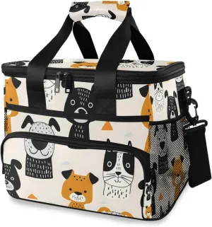 Dogs Pattern Cooler Bag Insulated Cooler Soft Sided Cooler 24 Can Portable Picnic Bag Large Leakproof Lunch Bag Box for Beach Grocery Camping Travel Car Men Women