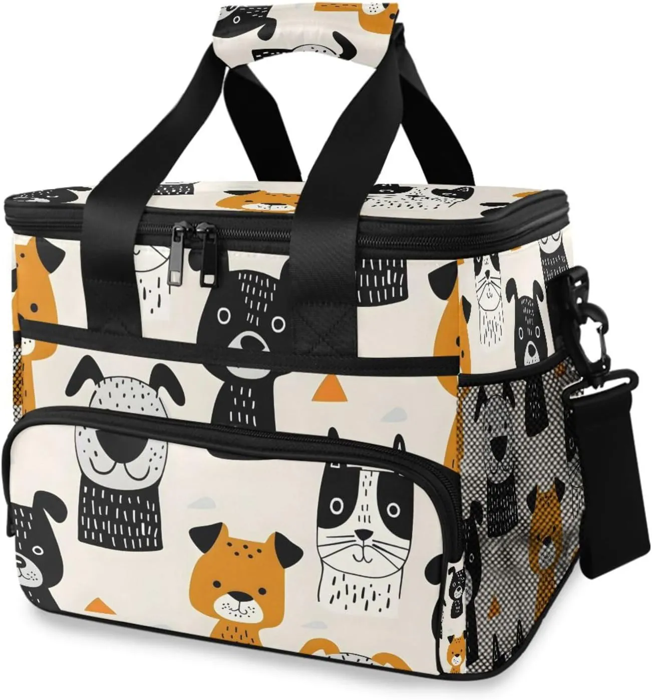 Dogs Pattern Cooler Bag Insulated Cooler Soft Sided Cooler 24 Can Portable Picnic Bag Large Leakproof Lunch Bag Box for Beach Grocery Camping Travel Car Men Women