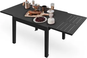 Domi Patio Dining Expandable Table, Metal Aluminum Outdoor Table for 4-6 Person Rectangular Table for Garden Lawn Porch Bistro