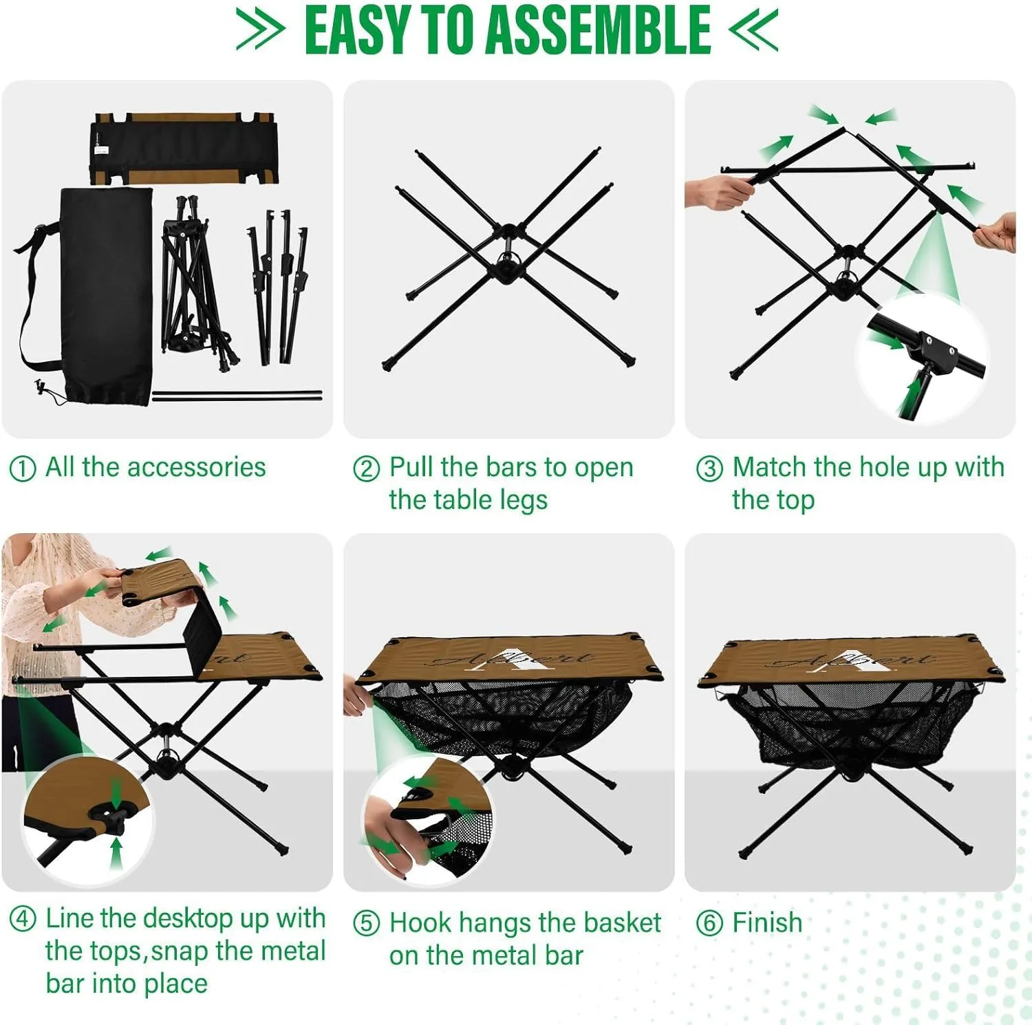 DOMIKING Brown Custom Portable Camping Table Personalized Folding Picnic Tables Beach Table for Cooking Hiking Fishing 23.6 * 15.7 * 15 in