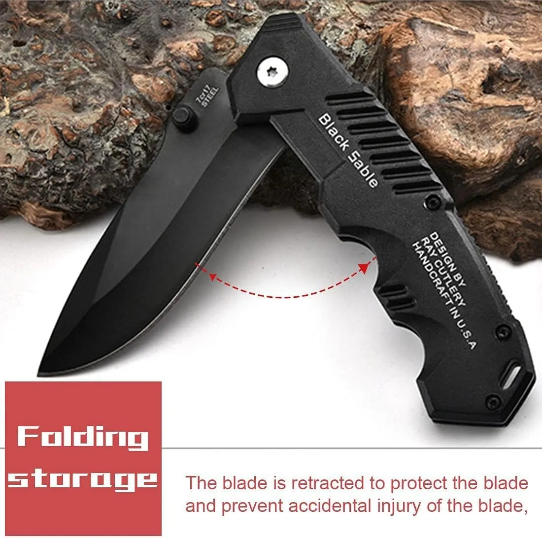 DOOM BLADE 3Piece Set Pocket Folding Knives,440C Stainless Steel Blade,Liner Lock,Tactical Camping Folding Knives Belt Clip,Lightweight,Womens Dad Father Gift,For Outdoor, Hunting, Fishing ,Camping (Type-3)