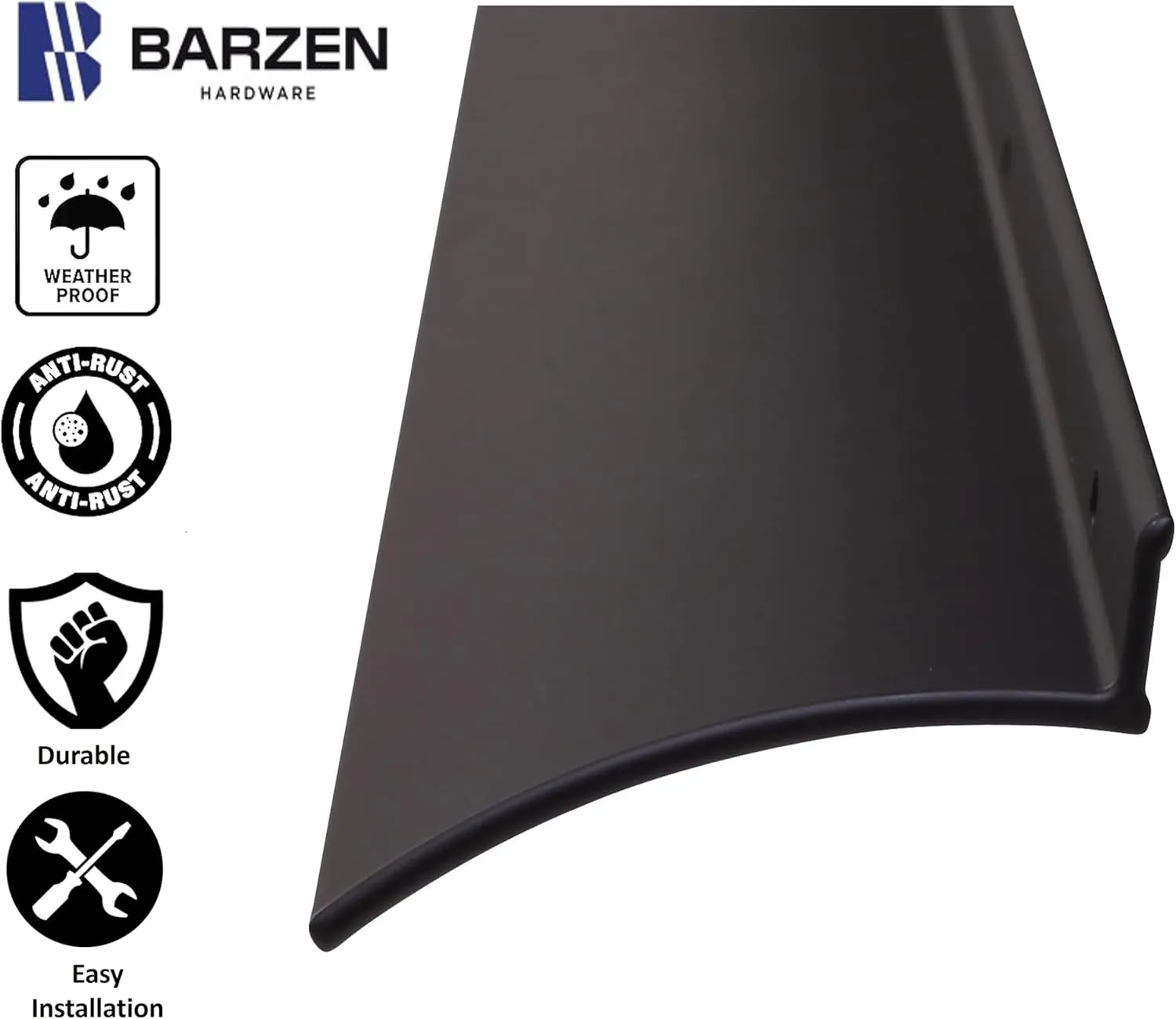 Door Rain Drip Guard - 2.5 Inch Aluminum Black Finish Rain Deflector for Windows & Doors - 40 Inch Long