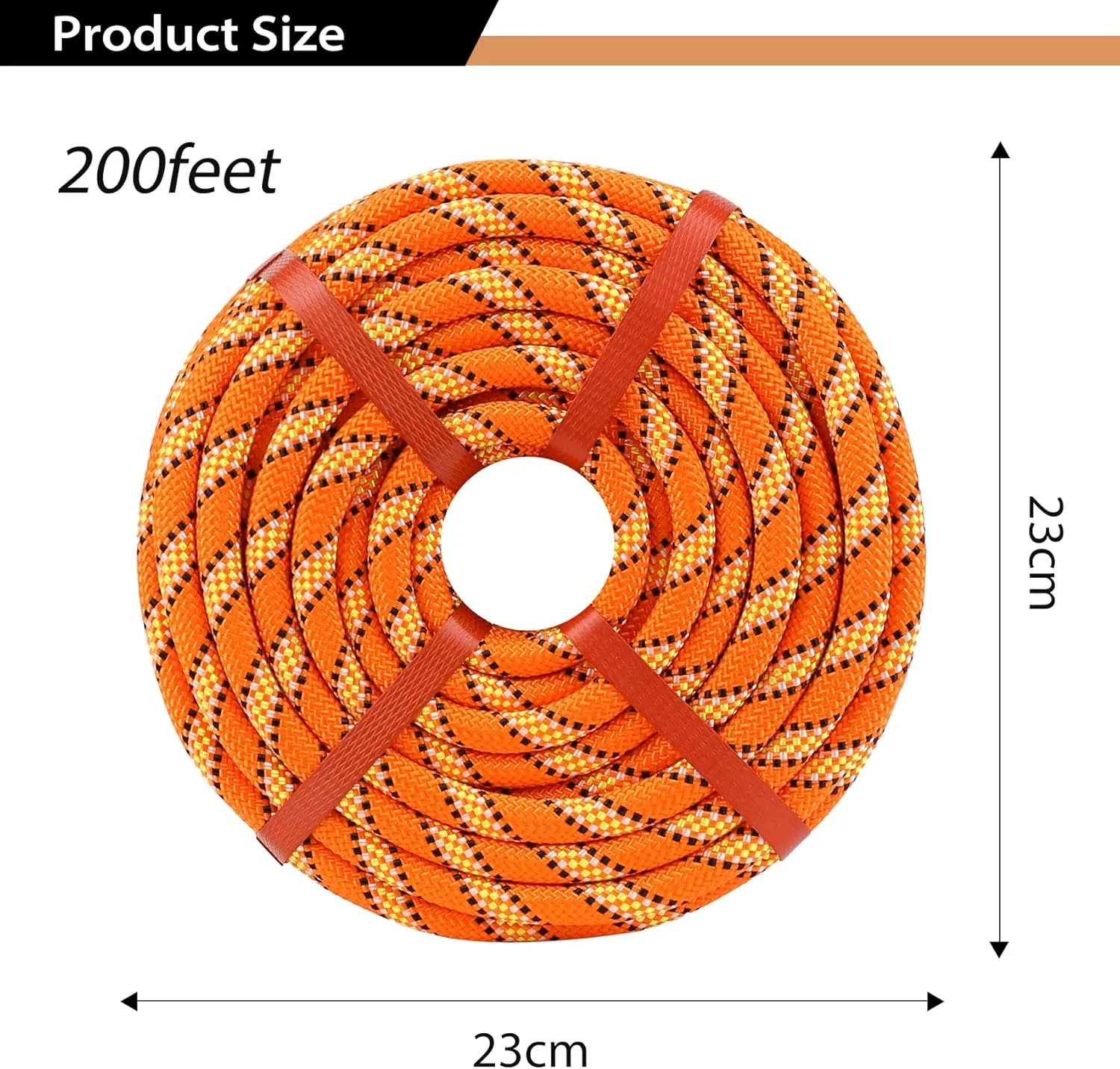 Double Braid Arborist Rope Orange(1/2 in x 200 ft) Arborist Rigging Polyester Rope - 48 Strand Rope Swing for Tree Bull Rope for Outdoor, Climbing, Swing, Sailing