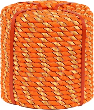 Double Braid Arborist Rope Orange(1/2 in x 200 ft) Arborist Rigging Polyester Rope - 48 Strand Rope Swing for Tree Bull Rope for Outdoor, Climbing, Swing, Sailing