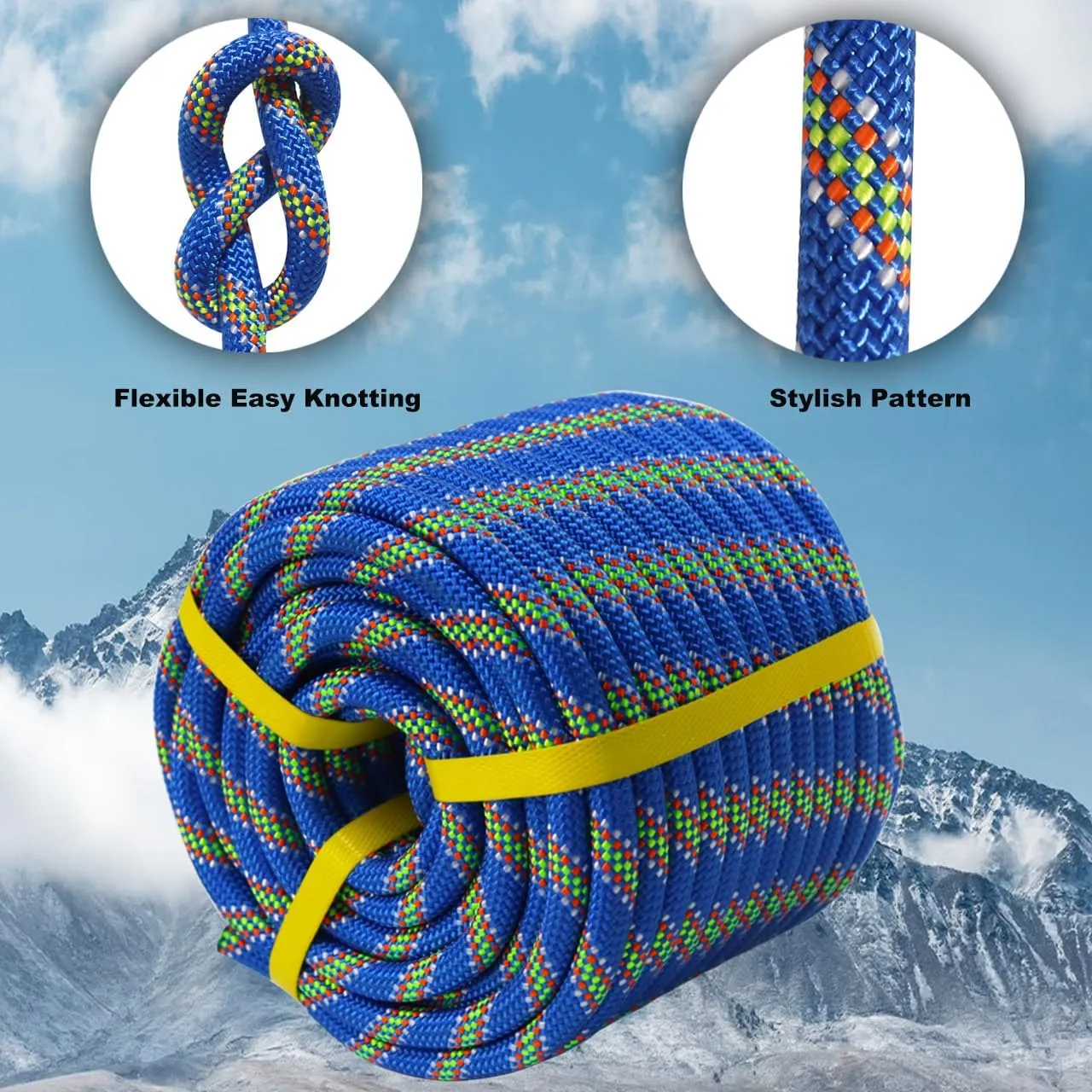 Double Braided Arborist Rope - 1/2 Inch x 100 Feet Polyester High Strength Climbing Rope for Tree Work, Halyard, Sailing (Blue)