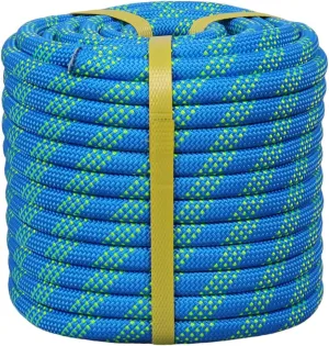 Double Braided Arborist Rope - 1/2 Inch x 100 Feet Polyester High Strength Climbing Rope for Tree Work, Halyard, Sailing (Blue/Green)