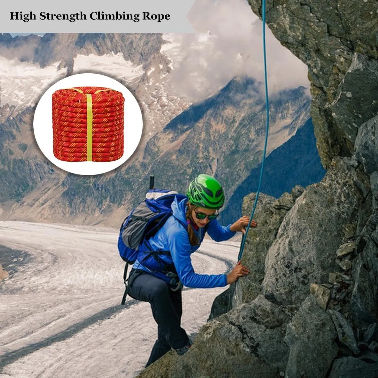 Double Braided Arborist Rope - 1/2 Inch x 100 Feet Polyester High Strength Climbing Rope for Tree Work, Halyard, Sailing (Red/Yellow)