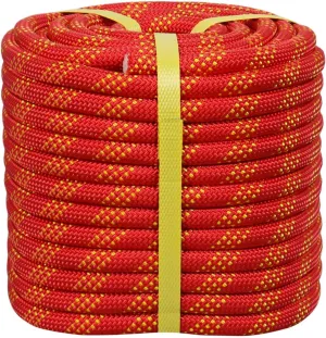 Double Braided Arborist Rope - 1/2 Inch x 100 Feet Polyester High Strength Climbing Rope for Tree Work, Halyard, Sailing (Red/Yellow)