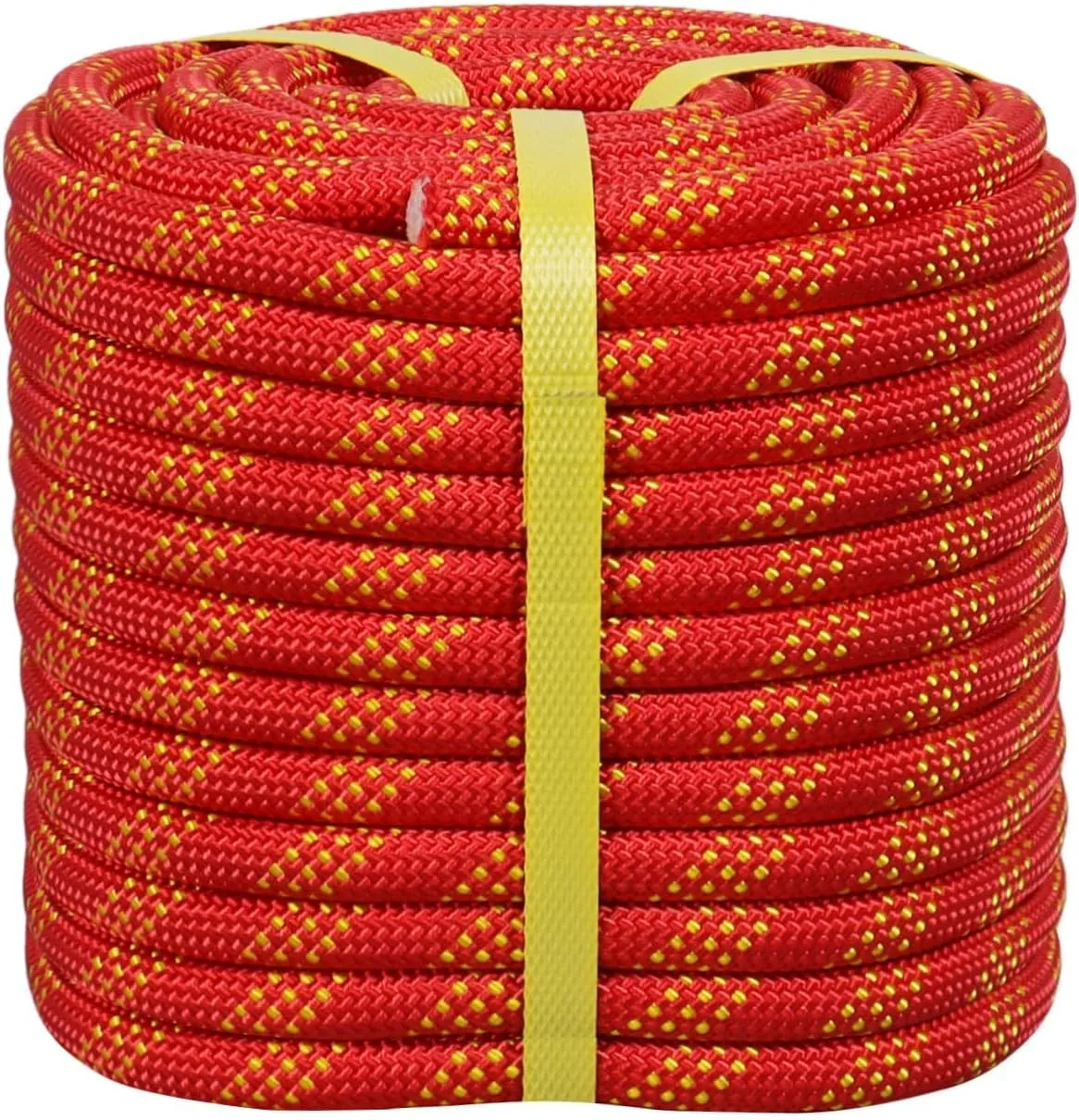Double Braided Arborist Rope - 1/2 Inch x 100 Feet Polyester High Strength Climbing Rope for Tree Work, Halyard, Sailing (Red/Yellow)