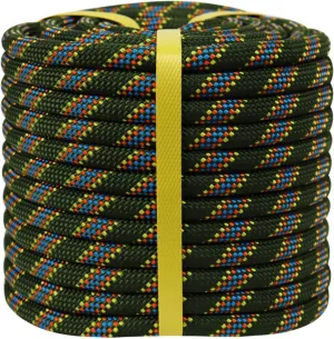 Double Braided Arborist Rope - 1/2 Inch x 100 Feet Polyester Rope - High Strength Climbing Rope for Tree Work, Halyard, Sailing (ArmyGreen/Blue)