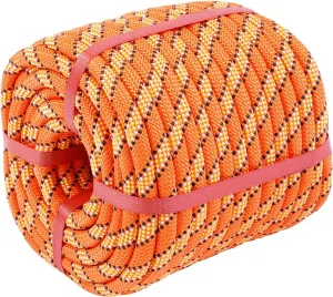 Double Braided Polyester Rope (1/2 in x 50 ft), High Strength Outdoor Climbing Rope, Strong Arborist Ropes for Rock Hiking Camping Construction Climbing Swing Sailing, Orange