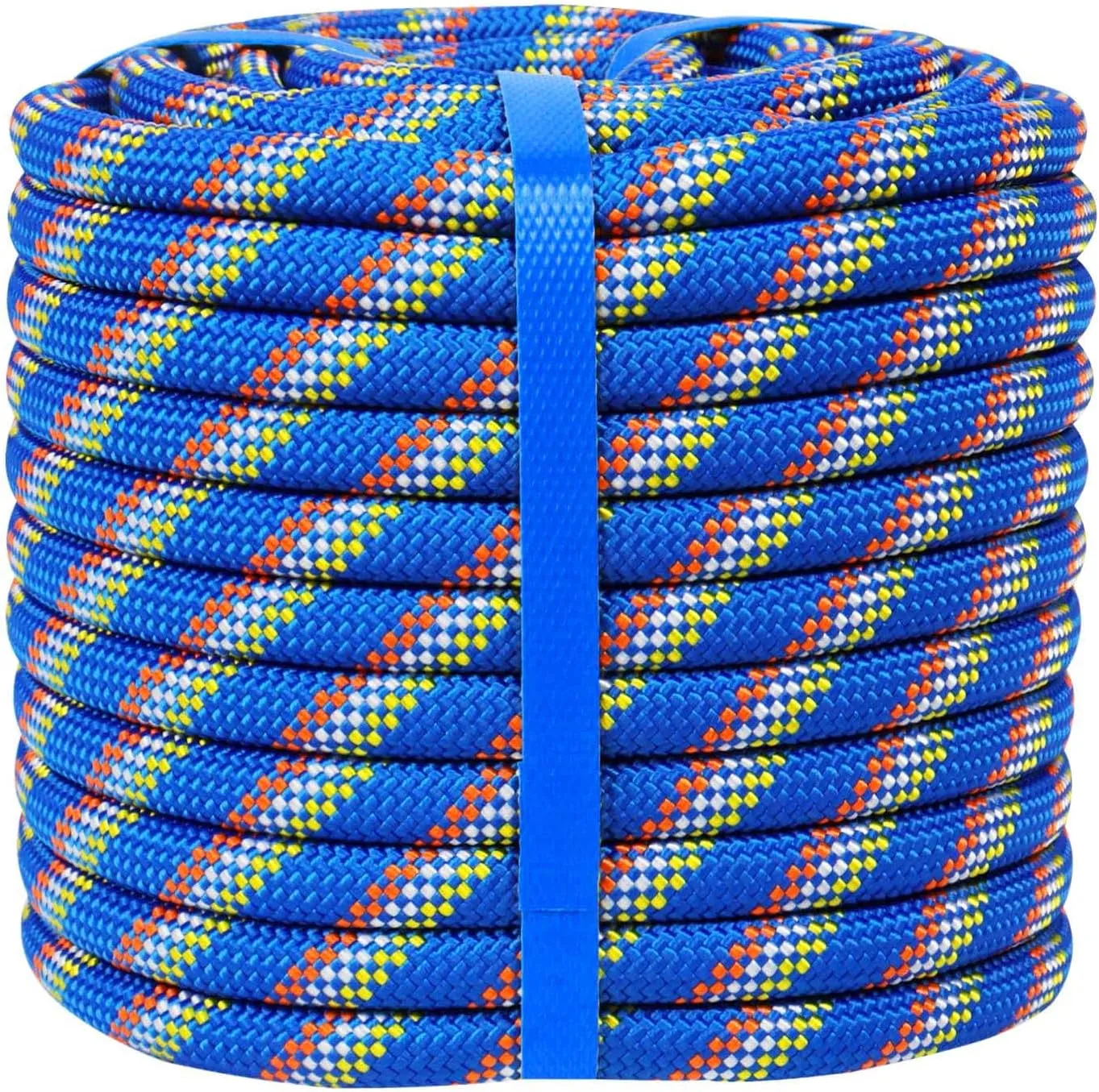 Double Braided Polyester Rope (1/2 Inch x 100 Feet) 48 Strands Strong Arborist Rope Climbing for Tree Work Pulling Swing Sailing, Blue