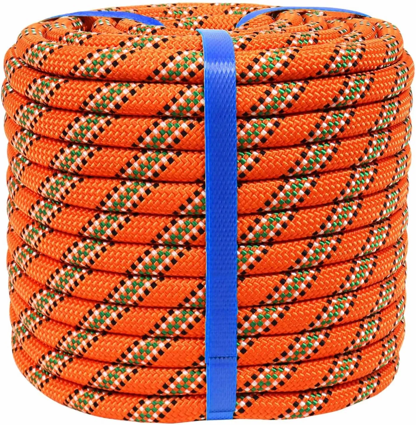 Double Braided Polyester Rope (1/2 Inch x 200 Feet) 48 Strands Strong Arborist Rope Climbing for Tree Work Pulling Swing Sailing, Orange