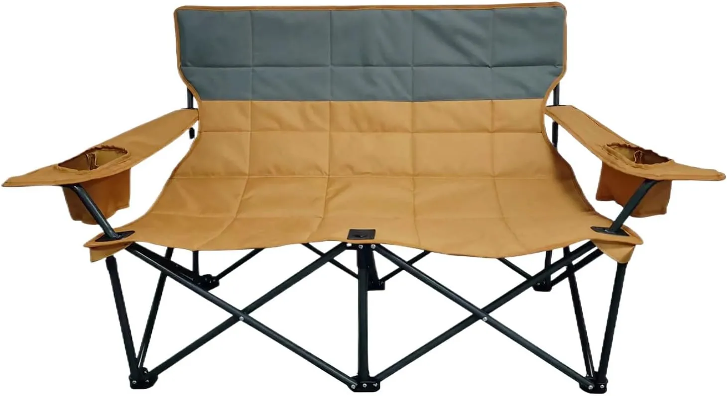 Double Camping Chair - Outdoor Heavy Duty Camping Double Chair Breathable Stable Portable Lounge Love Seat Chaise for Patio Backyard Tanning Lawn Balcony Pool Camping