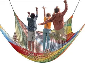Double Layers Safety Net for Kids Playground Play, Outdoor Climbing Game Protection Net, Cargo Net, Heavy Duty Fence Netting For Balcony Stairway, for Tree H(Size:1.64x9.84FT(0.5x3M),Color:Multicolor)