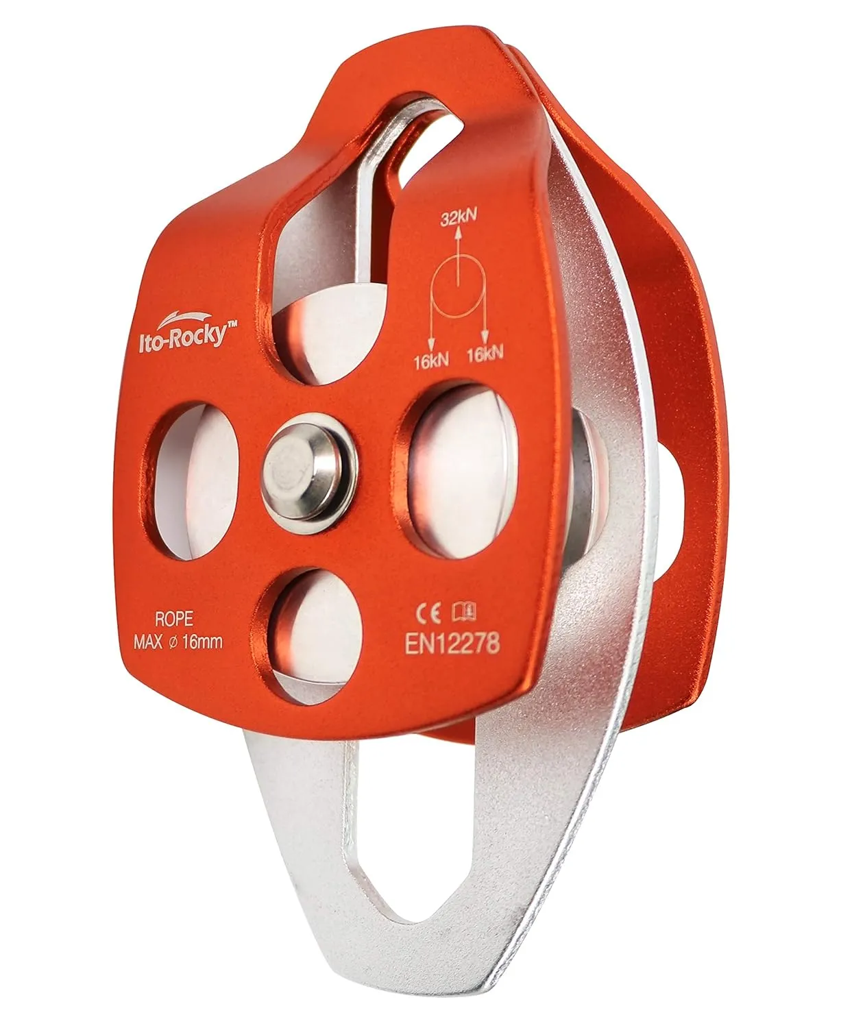 Double Sheave Pulley 32 kN CE Certified Rescue Climbing Gear with Swing Plate for Progress Capture System Rigging Hauling Arborist Tree Climbing