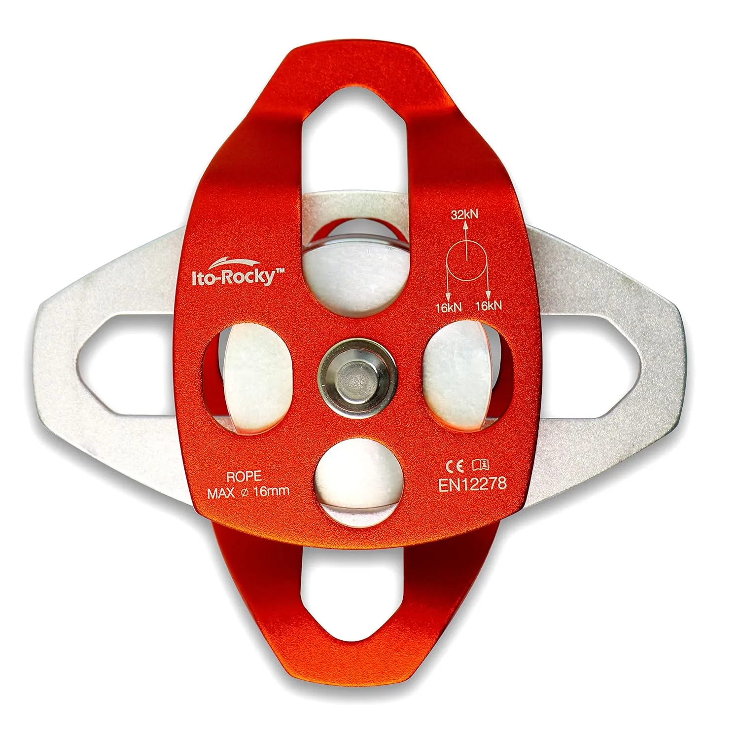Double Sheave Pulley 32 kN CE Certified Rescue Climbing Gear with Swing Plate for Progress Capture System Rigging Hauling Arborist Tree Climbing