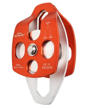 Double Sheave Pulley 32 kN CE Certified Rescue Climbing Gear with Swing Plate for Progress Capture System Rigging Hauling Arborist Tree Climbing