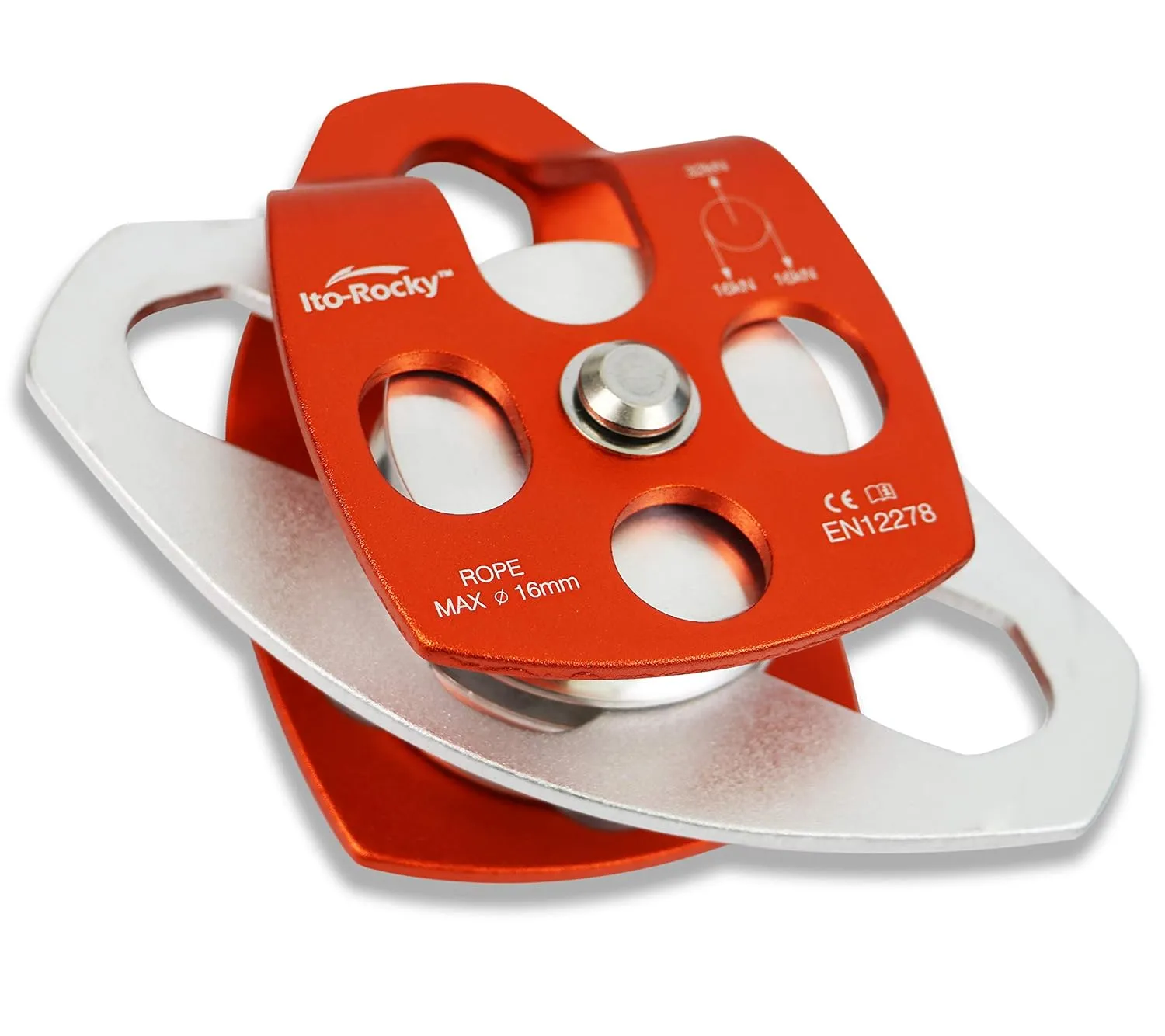 Double Sheave Pulley 32 kN CE Certified Rescue Climbing Gear with Swing Plate for Progress Capture System Rigging Hauling Arborist Tree Climbing