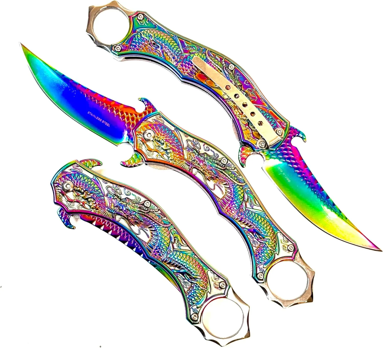 Dragon2024 rainbow titanium coating folding Knifd karambit tactical GLX070RBC