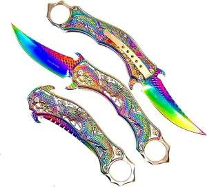 Dragon2024 rainbow titanium coating folding Knifd karambit tactical GLX070RBC