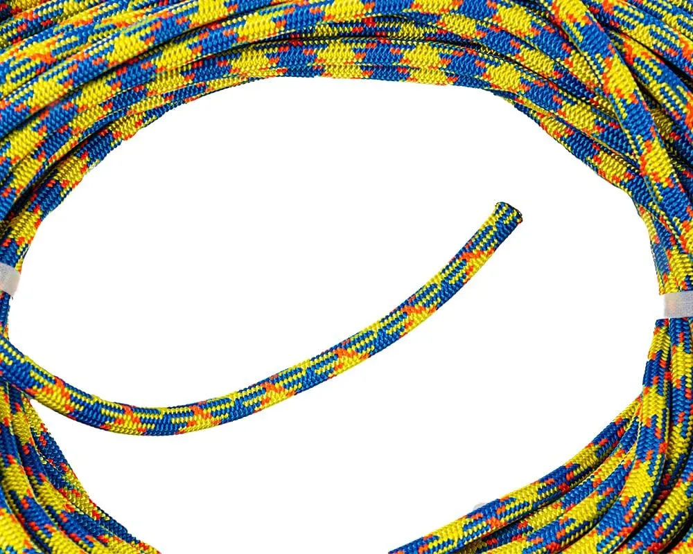 drenaLINE Climbing Rope – 32-Strand Polyester Arborist Rope (11.8mm x 150ft, BlueOrangeYellow)