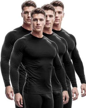 DRSKIN 4, 3, 2 or 1 Pack Men's Compression Shirts Top Long Sleeve Sports Baselayer Workout Running Athletic Active