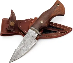 DSK-119 Custom Handmade Damascus Steel 10 inches Walnut Wood Handle Fixed Blade Hunting/Survival Hand forge/Outdoor Skinning Knife