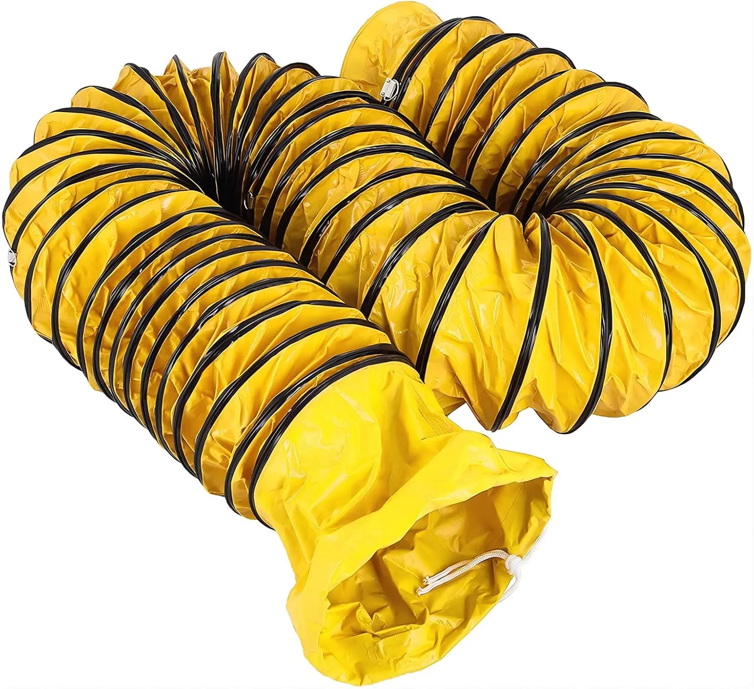 Ducting Hose PVC Flexible Duct Hosing with Adjustable Rope S Hook & Steel Support for Utility Blower Exhaust Fan (14''x16ft)