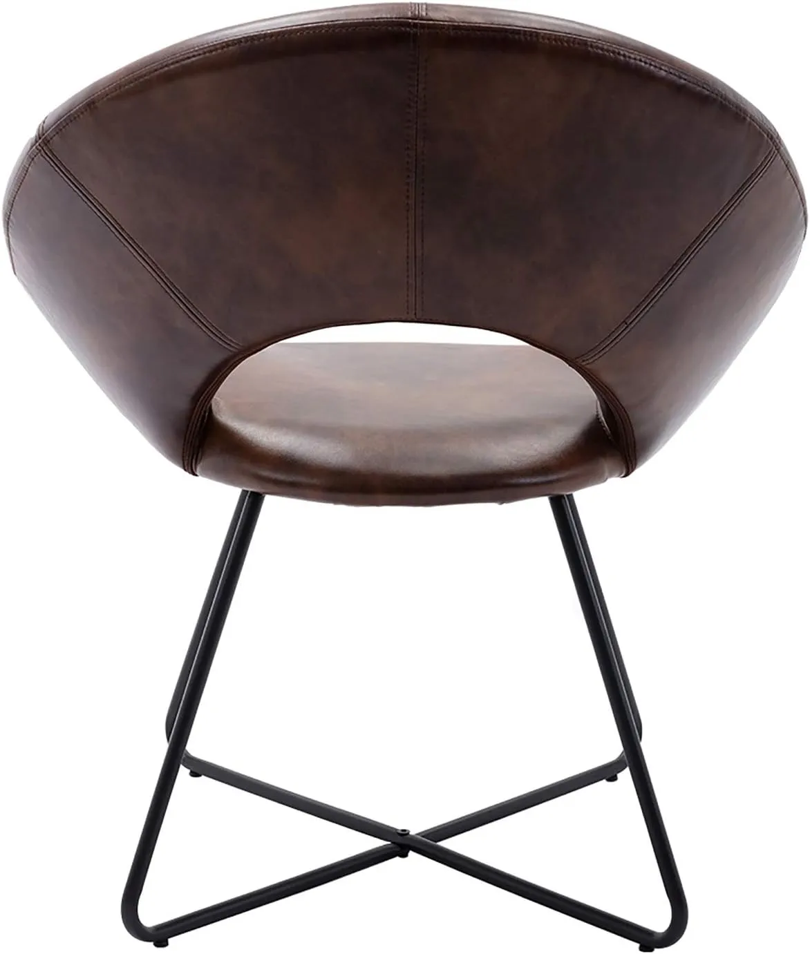 DUHOME Modern PU Leather Accent Chairs Dining Chairs Arm Chair for Living Room Furniture Mid-Century Leisure Lounge Chairs with Black Metal Legs Industrial 1 PCS Dark Brown
