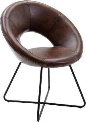 DUHOME Modern PU Leather Accent Chairs Dining Chairs Arm Chair for Living Room Furniture Mid-Century Leisure Lounge Chairs with Black Metal Legs Industrial 1 PCS Dark Brown