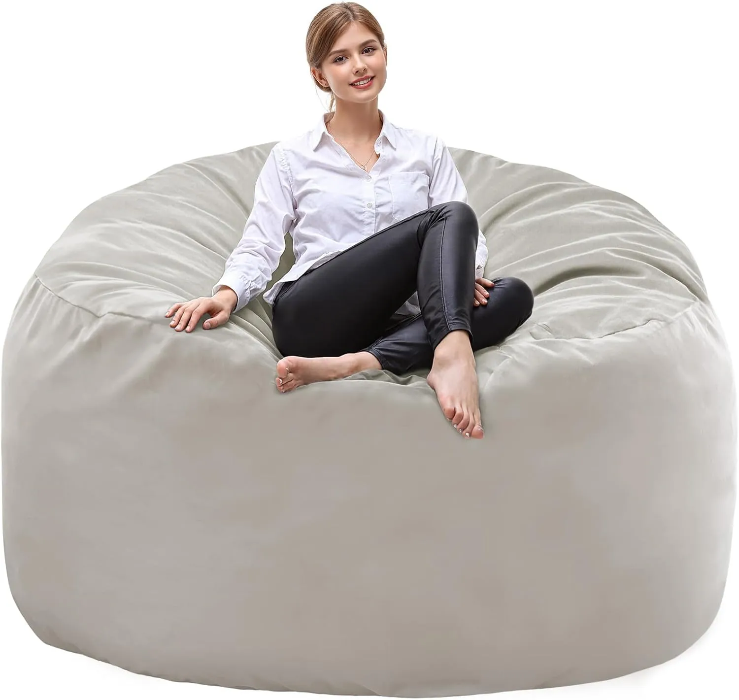 DUMOS 4FT Bean Bag Chair Beanbag for Adults and Kids Oversized Lazy Sofa Living Room Furniture with Removable Washable Cover Giant Comfy Gaming Chair Round Couch for Bedroom Dorm