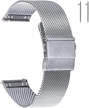 EACHE Stainless Steel Mesh Watch Band for Men Women, Quick Release Mesh Watch Straps 12mm 14mm 16mm 18mm 20mm 22mm