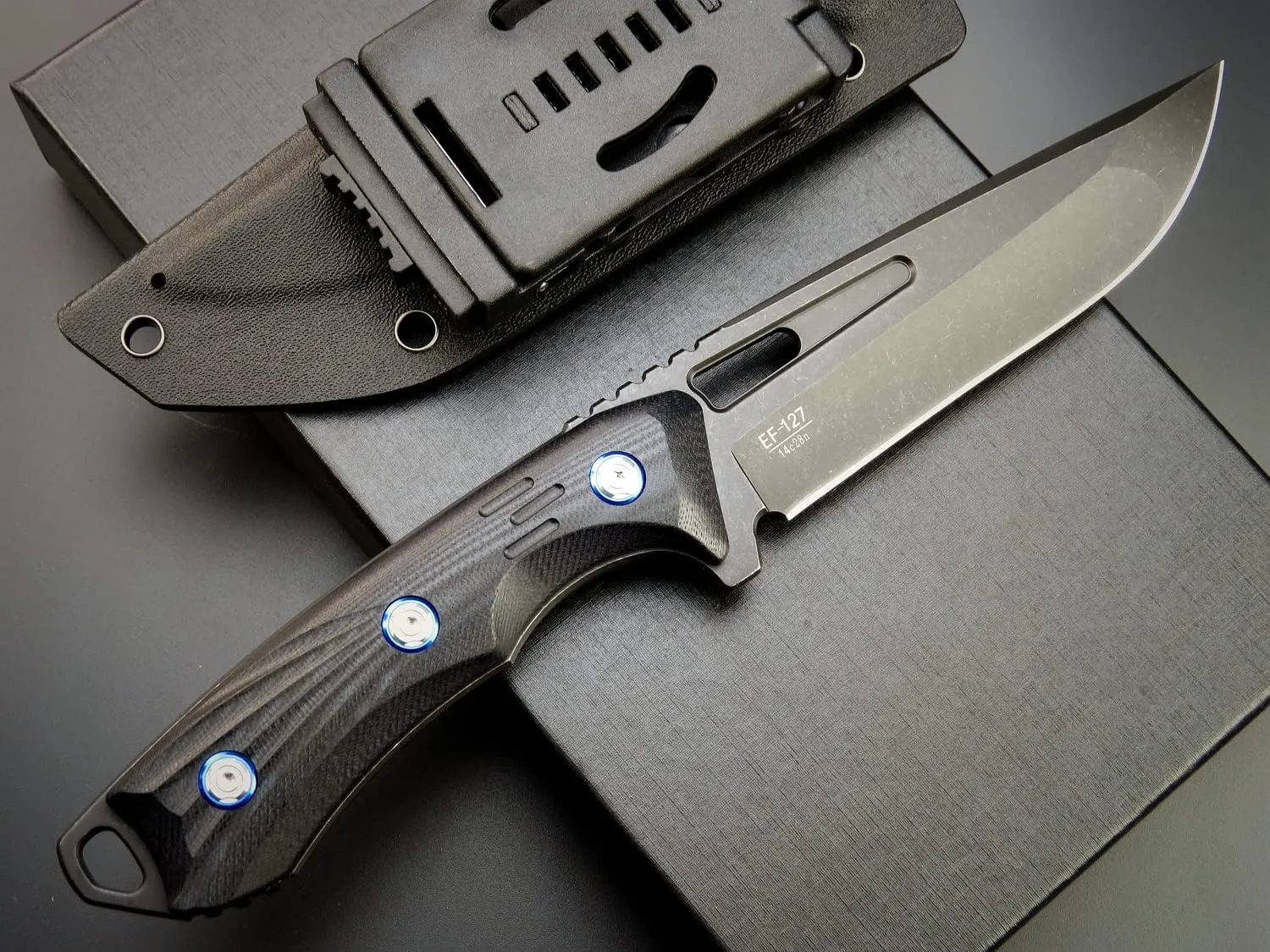 Eafengrow EF127 Fixed Blade Knife 14C28N Steel Blade, G10/Micarta Handle Full Tang Fixed Knifes for Working Camping Hunting Survival Heavy Duty EDC Tool Knife