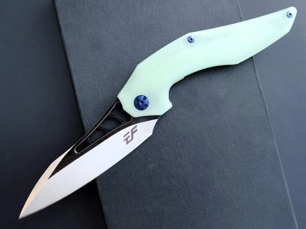 Eafengrow EF226 Folding Knives D2 Blade and G10 Handle Knife Outdoor Camping Hiking EDC Tools (Jade)