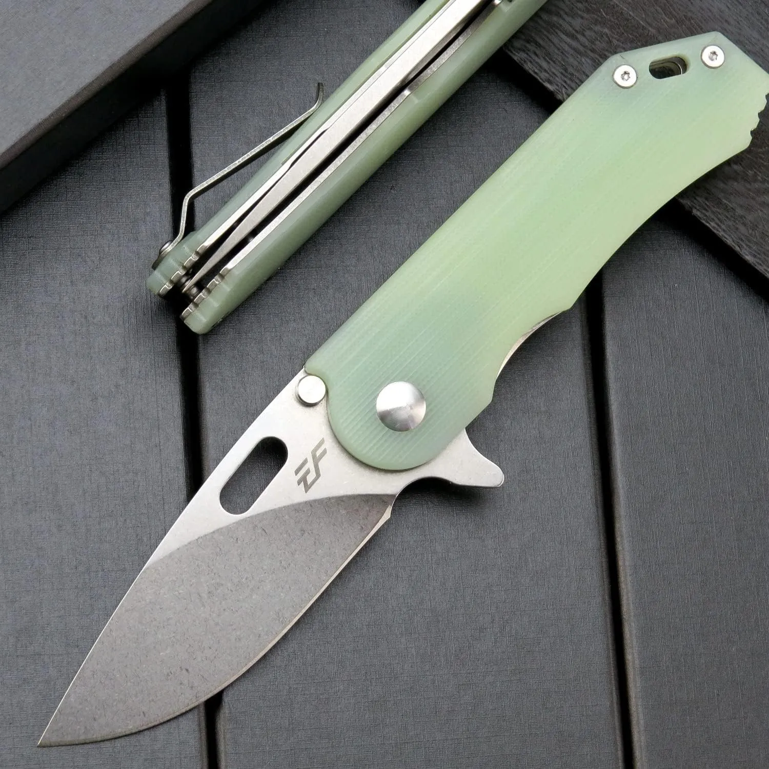 Eafengrow EF32 Folding Knife D2 Steel Blade and G10 Handle Pocket EDC Tool Knife for Working Camping Outdoor Activities (Jade)