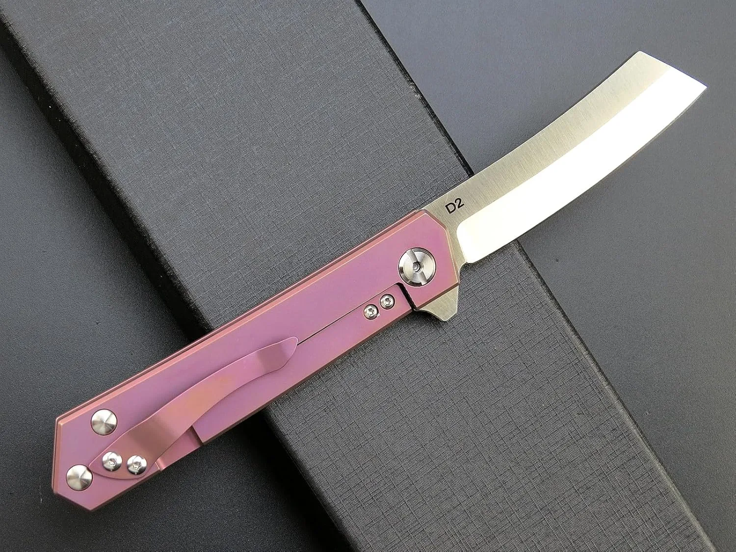 Eafengrow EF97 Pocket Knife Folding Knives D2 Steel Blade Titanium Handle Camping Outdoor Tools Knife EDC Hand Tool(purple)
