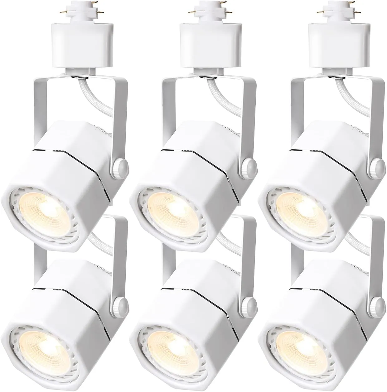 EAGLOD 10W LED Track Lighting Heads Compatible with Single Circuit H Type Track Light Rail Dimmable Ceiling Spotlight for Accent Task Wall Art Lighting 24° (3000K Warm White 6 Pack) (White 8W)